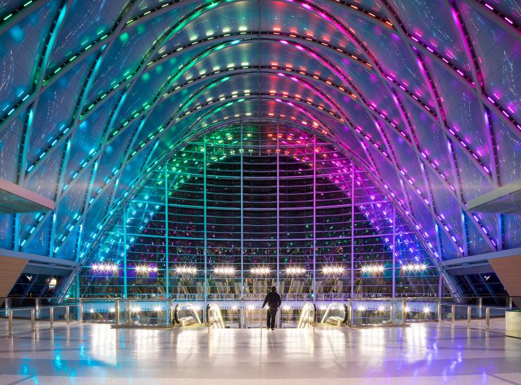 rainbow lit atrium